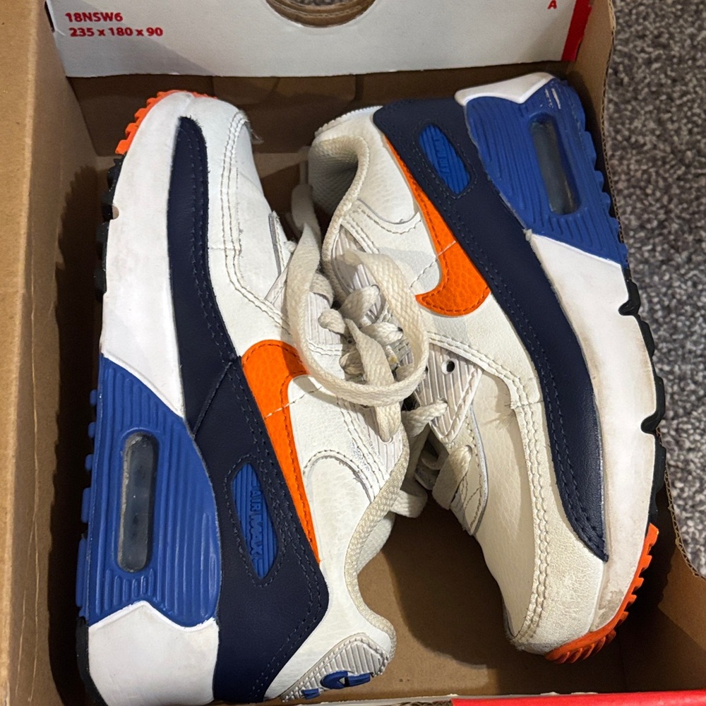 Nike Kids White Navy & Orange Air Max Style Sneakers